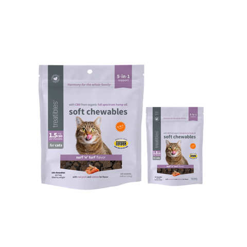 Treatibles FOR CATS: REGULAR STRENGTH Soft Chewables 1.5mg CBD Infused Soft Chews for Cats