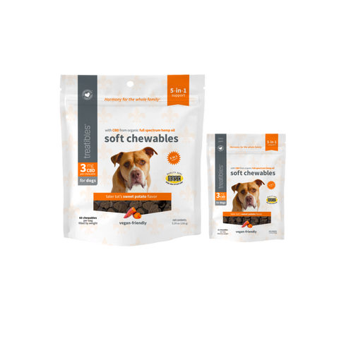 Treatibles® FOR DOGS: 3MG CBD Sweet Potato CBD FULL SPECTRUM Soft Chews