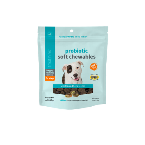 TREATIBLES Happy Tummy Probiotic Soft Chewables For Dogs - CBD-Free